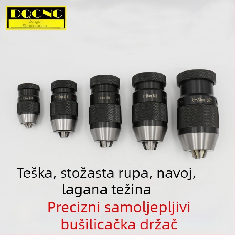 Automatski zatvarački čeljusti skľučovadla za bušilicu ili frezu, model 1-16B16, raspon hvata 1-13/1-16, ugljična čelika, standardni konus, preciznost 0.006