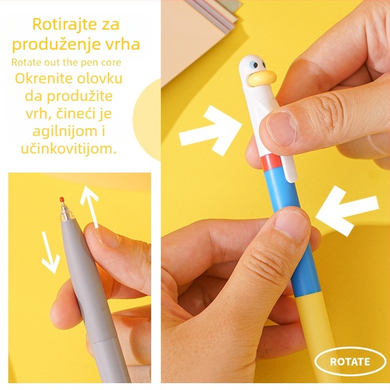 Joytop Yuemu Čarobna patka Okretno gel pero 0,5 mm crno s karikaturnim uzorkom