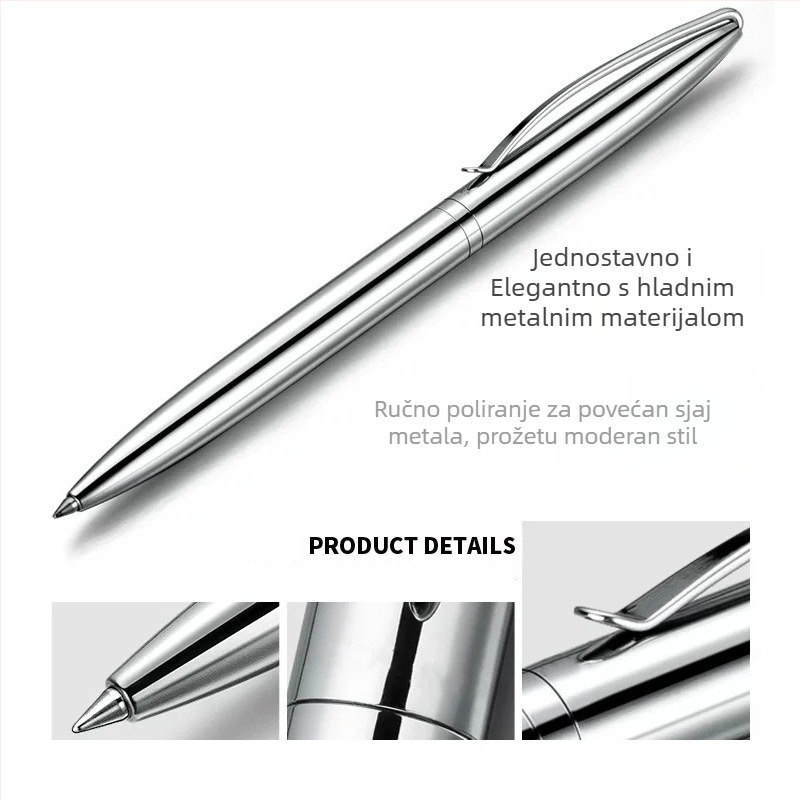 Rotirajuća metalna olovka za potpis s logotipom i mogućnošću prilagodbe, pogodna za poklon.