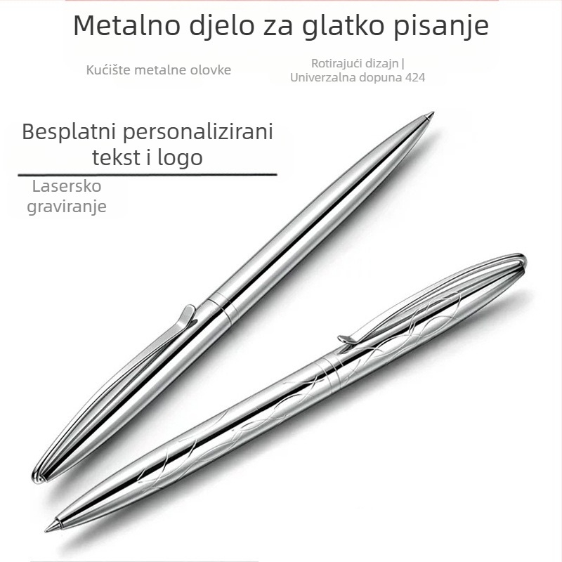 Rotirajuća metalna olovka za potpis s logotipom i mogućnošću prilagodbe, pogodna za poklon.