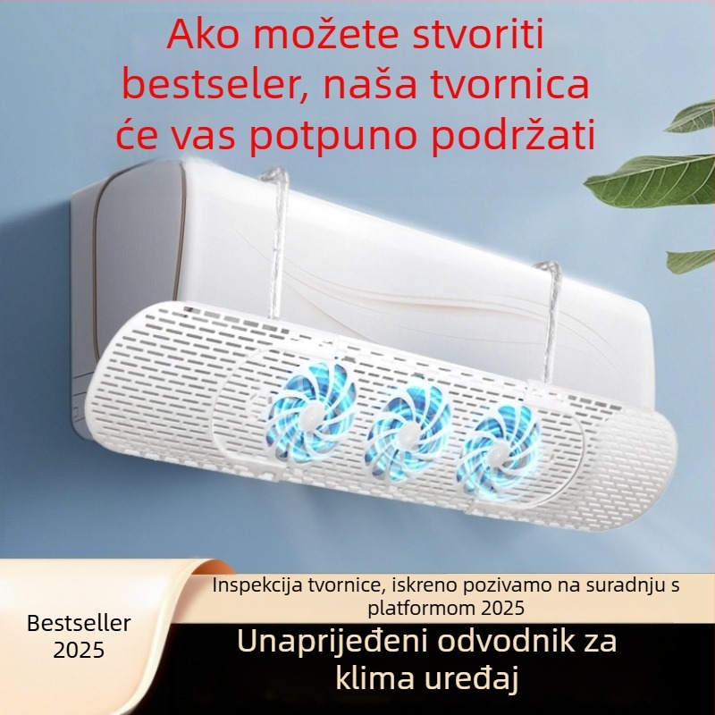 Zidni deflektor zraka za klima uređaj – otporan na vjetar, usmjerava protok zraka bez kondenzacije, štednja energije, minimalistički dizajn, brenda HUGTUNE