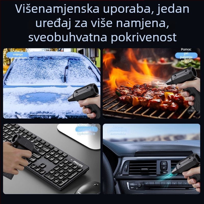 Ručni turboventilator bez lopatica, 110000 RPM, brushless motor, prijenosni mini usisavač za vanjsku upotrebu, USB napajanje, ugrađena baterija 4000-6000 mAh, ABS kućište, 270 g, 4 brzine