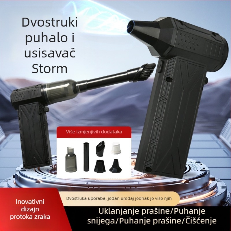 Ručni turboventilator bez lopatica, 110000 RPM, brushless motor, prijenosni mini usisavač za vanjsku upotrebu, USB napajanje, ugrađena baterija 4000-6000 mAh, ABS kućište, 270 g, 4 brzine