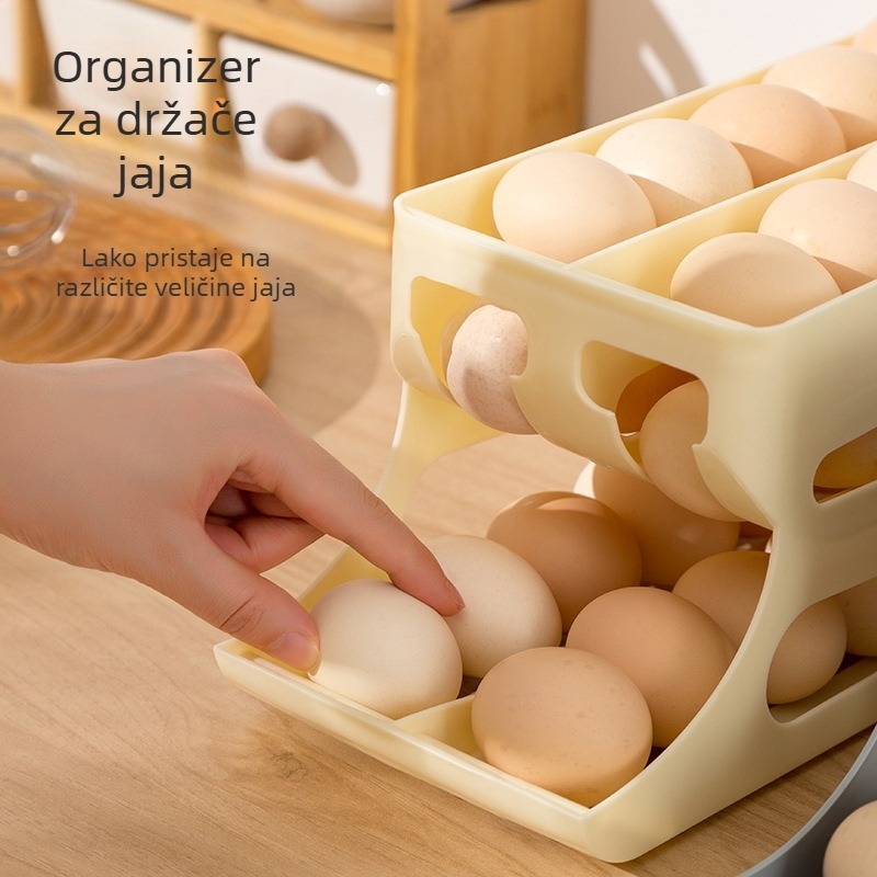 Klizna kutija za jaja s tri sloja, dvostruki red, plastična, za kuhinjski pult