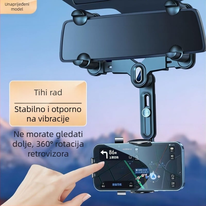 Peng Yun držač za telefon u auto za unutarnji retrovizor i navigaciju – plastični, prilagodljiv, privatna oznaka