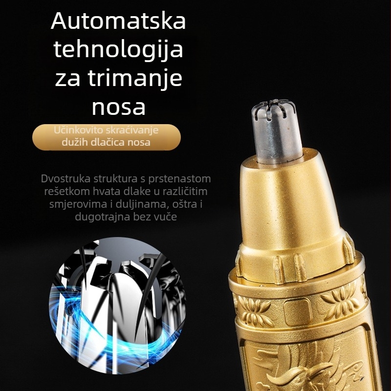 Trimer za nosne dlačice - punjač, kompaktan, zamjenjiva glava za čišćenje, ugrađena baterija 300–500 mAh, trajanje više od 30 dana