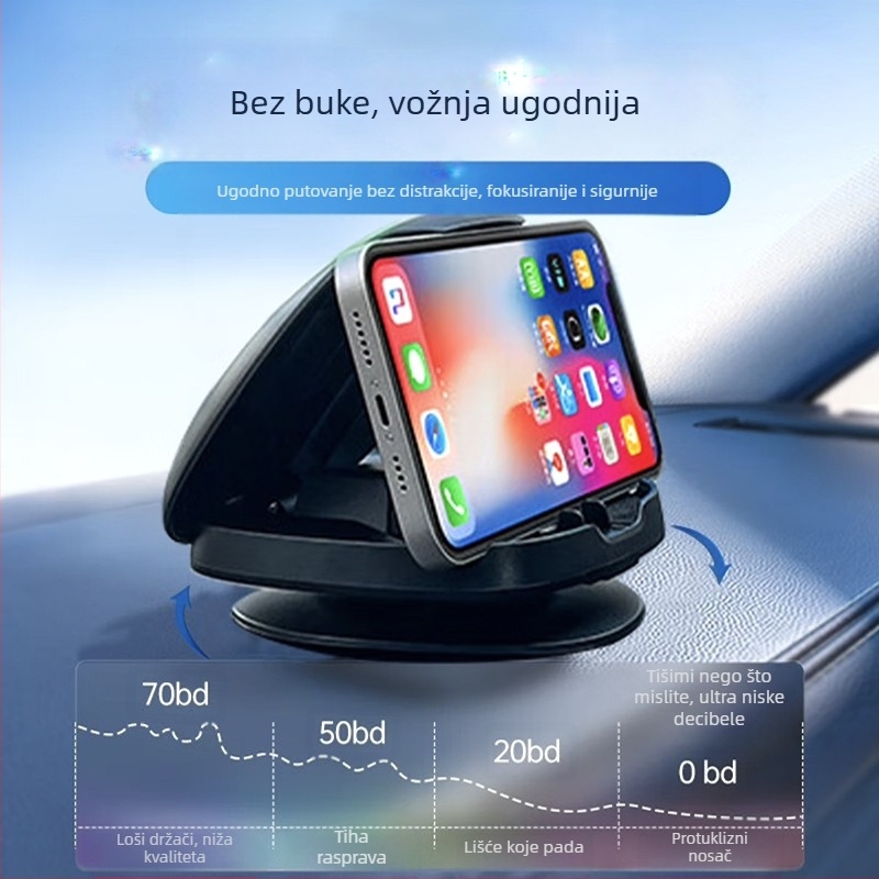 360° rotirajući držač za telefon u autu za središnju konzolu | Univerzalni za mobitele | Model F107 | Materijal: Plastika