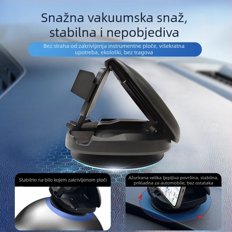 360° rotirajući držač za telefon u autu za središnju konzolu | Univerzalni za mobitele | Model F107 | Materijal: Plastika