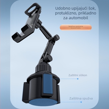 Sklopivi držač čaše za auto – držač za telefon/tablet (Model Cup holder 1003; Materijali: ABS, aluminijska legura, spužva, silikoni; Prilagodba: Da)