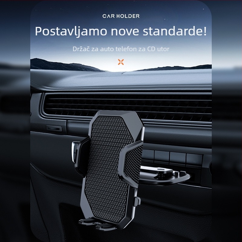 Držač za telefon u automobilu za CD priključak s automatskim zaključavanjem, snap-on montaža, univerzalna kompatibilnost