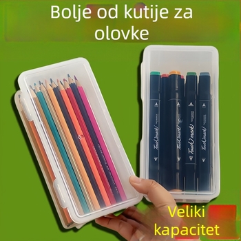 Prozirna kutija za kancelarijske potrepštine s velikim kapacitetom za olovke, bojice i skice