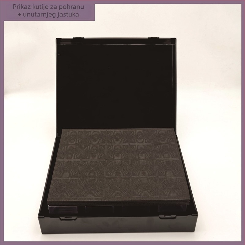 Kutija za novčiće, kvadratna, za 100 novčića, s integriranim dizajnom i prilagodljivim unutarnjim prstenom za organizaciju novčića; materijal PS+EVA+ABS