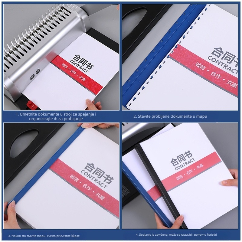 Ručni stroj za veza s češljem – 21 rupa, kapacitet 12 listova, model STB12A, težina 2,85 kg