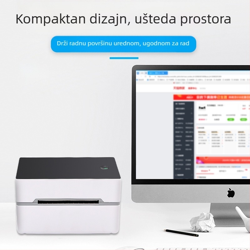 Komi TDL402 termalni štampač etiketa za narudžbe, USB priključak, termalni papir, širina ispisa 40-80 mm, težina 0,52 kg, kompatibilan s više aplikacija za ispis