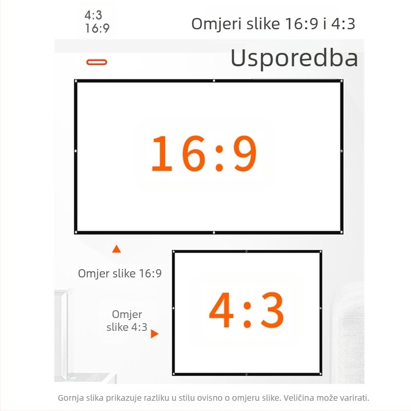 Prijenosni sklopivi projektorski ekran za uredske i vanjske potrebe, omjer 16:9/4:3, MICMOTO/Mi Xi Magic Throw