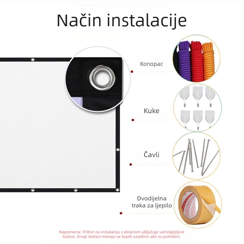 Prijenosni sklopivi projektorski ekran za uredske i vanjske potrebe, omjer 16:9/4:3, MICMOTO/Mi Xi Magic Throw