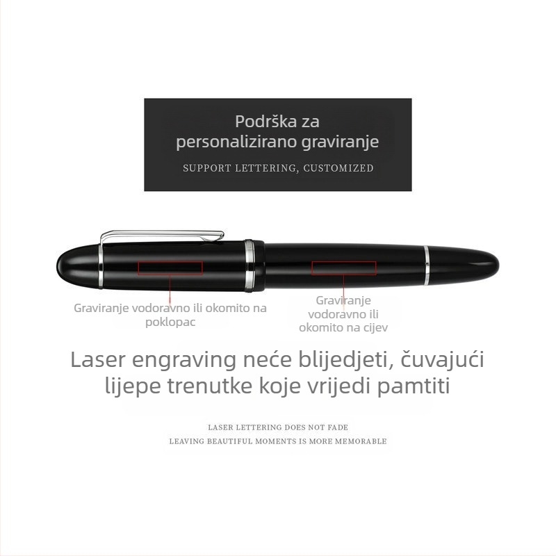 Jin Hao X159 Kaligrafsko pero s iridijevim vrhom, akrilno kućište, Sustav napajanja tinte: okretni apsorber + vrećica tinte kalibar 2,3, Model X159, Moguće graviranje