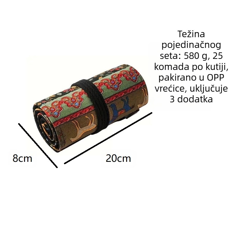 Oljne bojice na bazi ulja s rolnom futrolom i platnenom torbom; bojice s drvenim kućištem