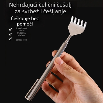 Nerđajući čelični sklopivi alat za češanje leđa – prijenosan, za korištenje jedne ruke, olakšanje svrbeža