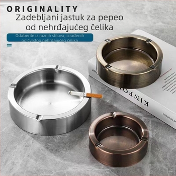 Pepelnjak od nehrđajućeg čelika, koničnog oblika, otporan na vjetar, s otisnutim logom, pogodan kao korporativni dar