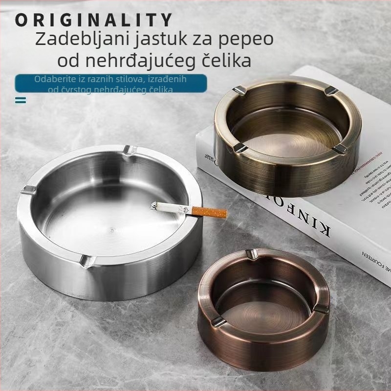 Pepelnjak od nehrđajućeg čelika, koničnog oblika, otporan na vjetar, s otisnutim logom, pogodan kao korporativni dar