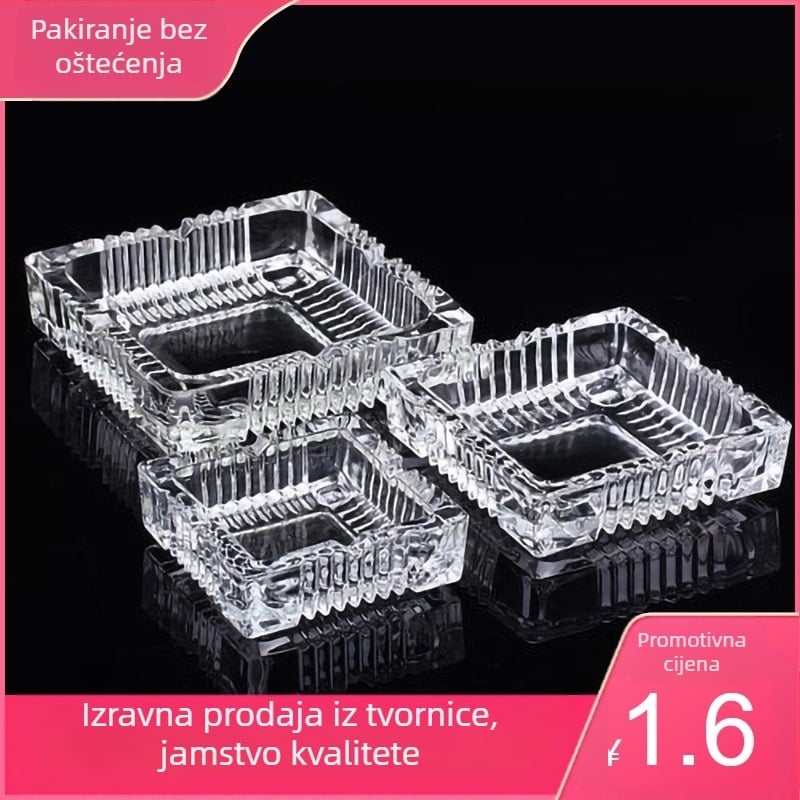 Kvadratni stakleni pepeljara s ispisom logotipa, prilagodljiv dekor (Materijal: Staklo; Ispis logotipa: Moguće; Prilagodba: Dostupna; Stil: Kineski, Luksuzan, Jednostavan)