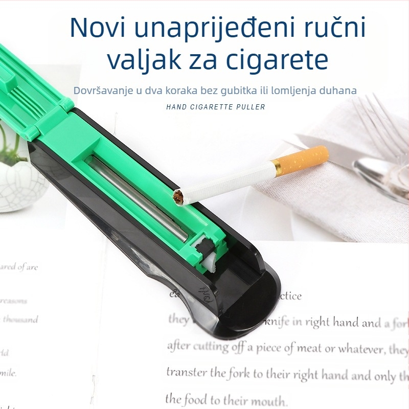 Ručni stroj za motanje cigareta – unaprijeđen, glatka plastična konstrukcija, s potisnikom i punjačem