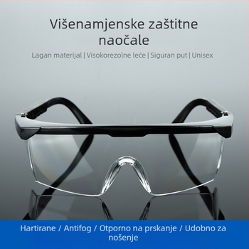 Zaštitne naočale od polikarbonata, podesivi okvir, debljina leće 2 mm, protiv prašine i magljenja
