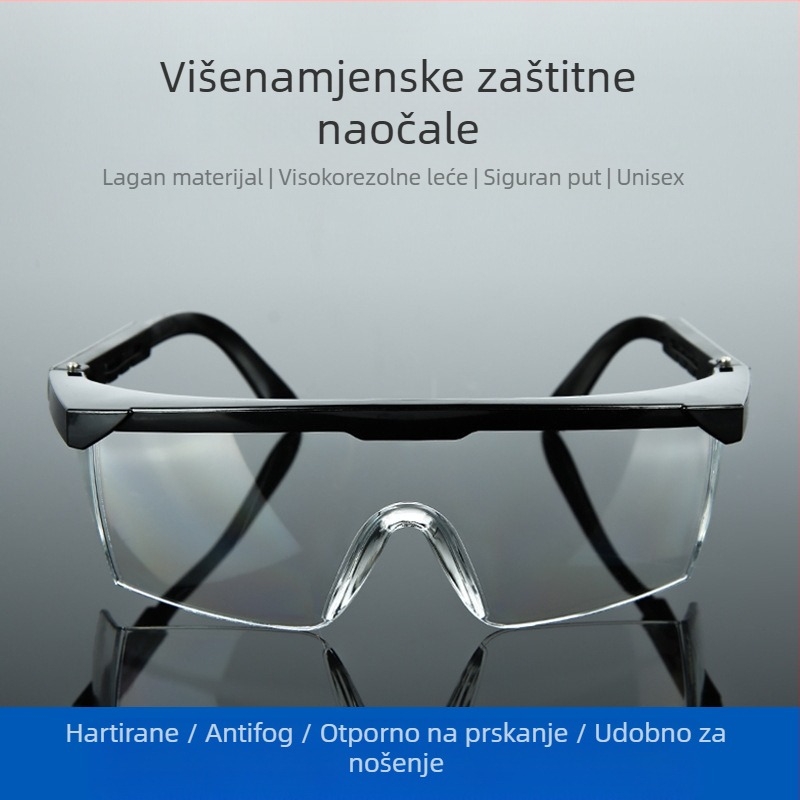 Zaštitne naočale od polikarbonata, podesivi okvir, debljina leće 2 mm, protiv prašine i magljenja