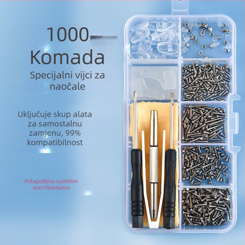 Set za popravak vijaka za naočale, nehrđajući čelik, skup vijaka, model Screw, za učenje, ured i dodaci