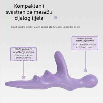 Ručni masažer za tabane — mehanička kontrola; bez napajanja; dizajn s koštanom glavom; za noge i stopala; tri vrste masažnih glava: konveksna okrugla, akupunkturni tip, okrugla