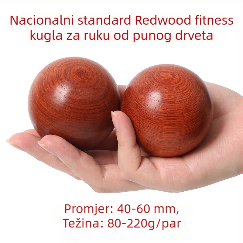 Rosewood fitness lopta za jačanje šake, drvena lopta za vježbanje i rehabilitaciju za starije osobe
