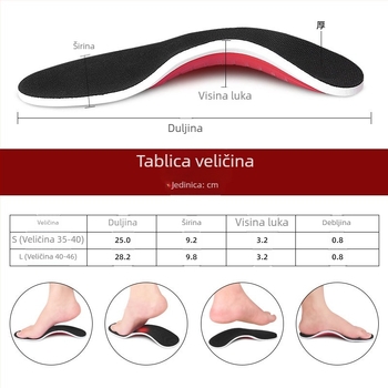 Ortopedska uloška s potporom luka, prozračna i otporna na habanje, EVA materijal, kompletna uloška, za odrasle unisex