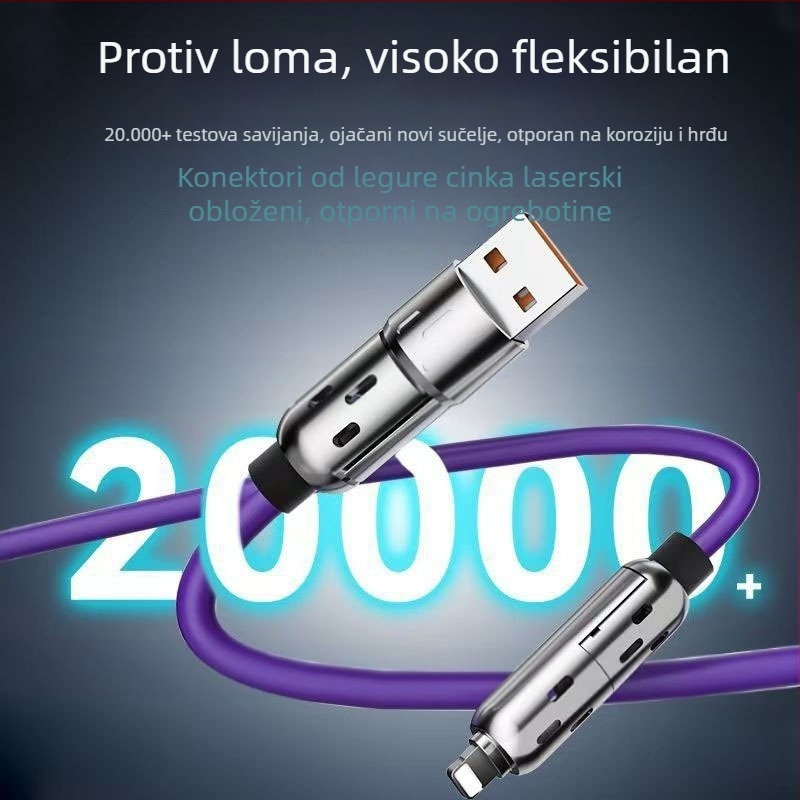 4-u-1 kabel za brzo punjenje i prijenos podataka s Lightning i USB-C priključcima, LED indikator