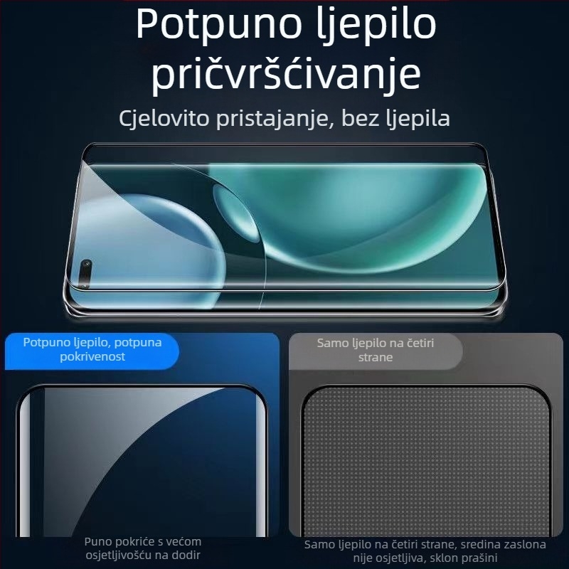 OnePlus 13 potpuno ljepilo kaljeno staklo zaštitni film za zakrivljeni ekran, HD, otpornost na pad