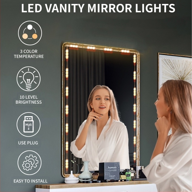 MZ-18 LED ogledalo sa svjetlom za šminkanje, stolni stol, garderoba i studio — elektronički transformator, ≤36V, LED izvor, gumbasti prekidač