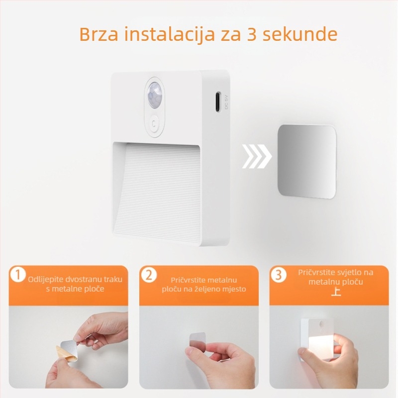 RGB LED noćna lampica s senzorom pokreta i magnetskim USB punjenjem