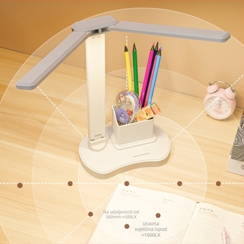 Dvostruko glavna LED stolna lampica s USB punjenjem, sklapa se za čitanje, glasovno upravljanje, ugrađena litijska baterija