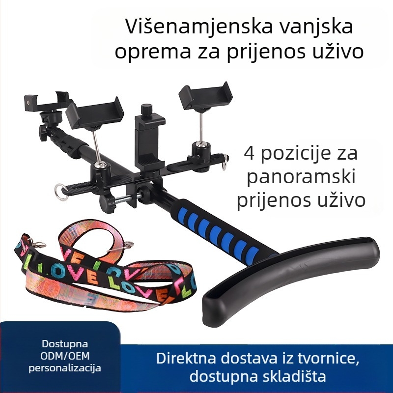 Kalio držač za mobitel za prijenos uživo u hodu — plastični tronožac sa pojasom i stabilizacijskim sustavom