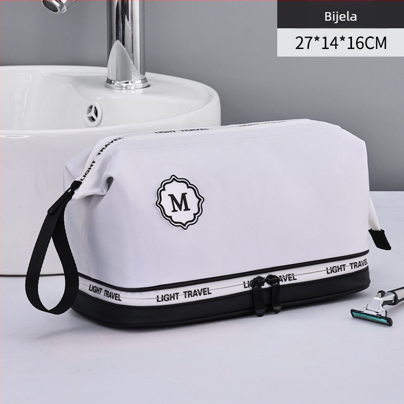 Toaletna torbica - dvostruko sloja, vodootporna, odjeljak za suhu i mokru odjeću, od Oxford tkanine, poslovni stil putovanja