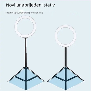 Stativ za pod za mobitel i tablet s rasvjetom za fotografiju (Materijal: aluminijska legura; Nosivost: do 2 kg; PTZ tip: trodimenzionalni gimbal; Broj sekcija: 5; Visina prilagodljiva)