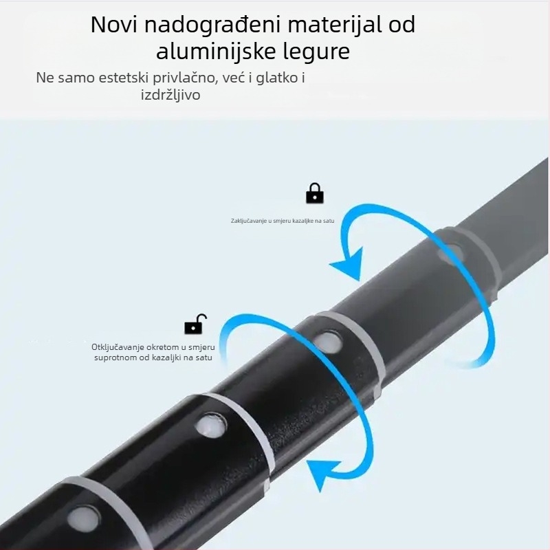 Stativ za pod za mobitel i tablet s rasvjetom za fotografiju (Materijal: aluminijska legura; Nosivost: do 2 kg; PTZ tip: trodimenzionalni gimbal; Broj sekcija: 5; Visina prilagodljiva)