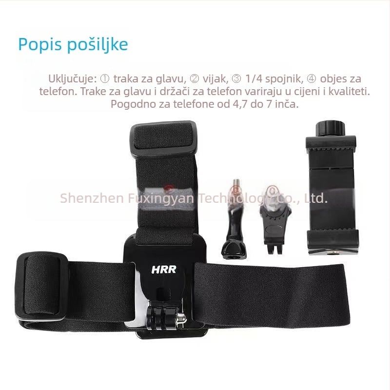 Držač za mobitel na glavu, dizajn 4-u-1, materijal: najlon, opća kompatibilnost