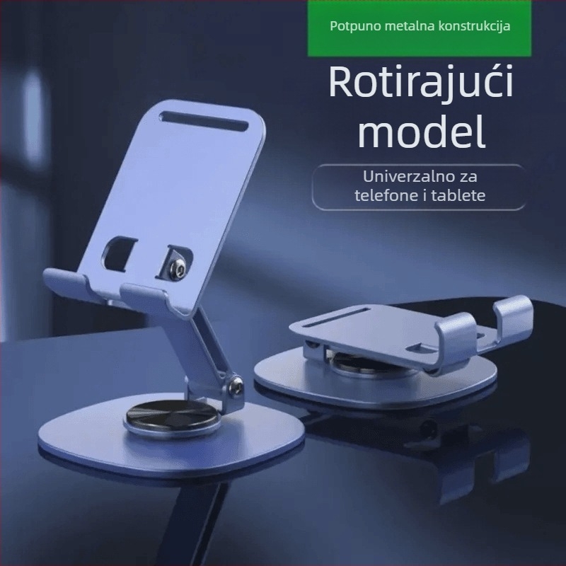 Potpuno metalni rotirajući držač za mobitel, sklopivi, s otvorenim dizajnom za hlađenje i mehaničkim zvukom