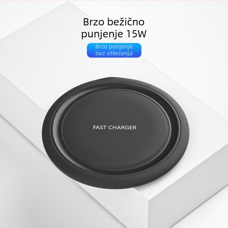 Bežični punjač za Apple i Huawei pametne telefone, stolni okrugli dizajn, 15W, QC3.0, bez magnetskog punjenja
