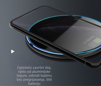 Qi bežični punjač, ogledni završetak, univerzalni model, 10W, avionijski aluminij