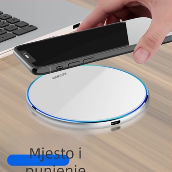 Qi bežični punjač, ogledni završetak, univerzalni model, 10W, avionijski aluminij