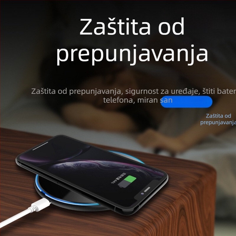 Qi bežični punjač, ogledni završetak, univerzalni model, 10W, avionijski aluminij