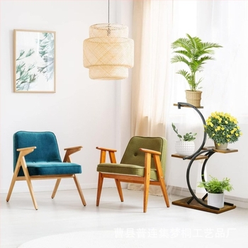 4-etažni unutarnji drveni stalak za biljke sa S-oblikom okvira | pomični | drvo/bambus