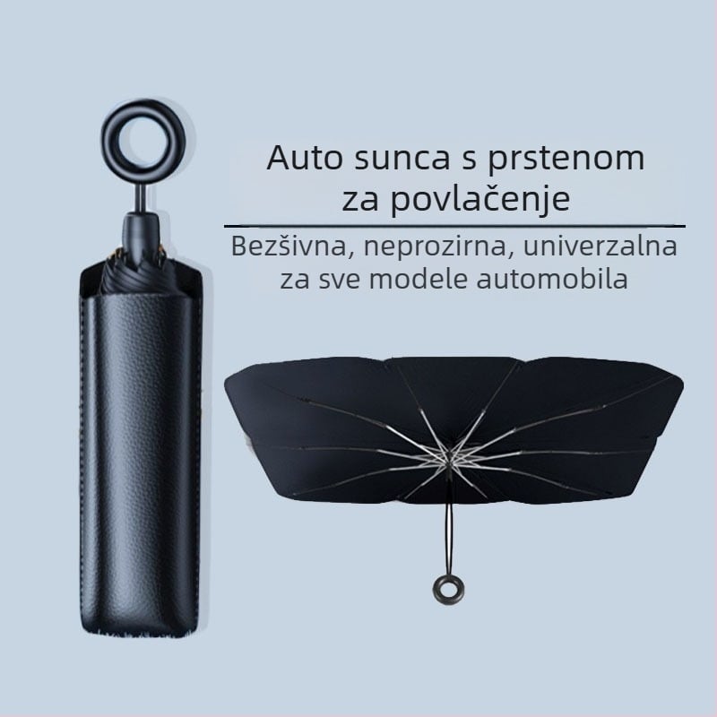 Teleskopska auto kišobran sjenilo za prednje staklo, titan-srebrna tkanina, mogućnost otiska logotipa, univerzalna kompatibilnost (Toyota)